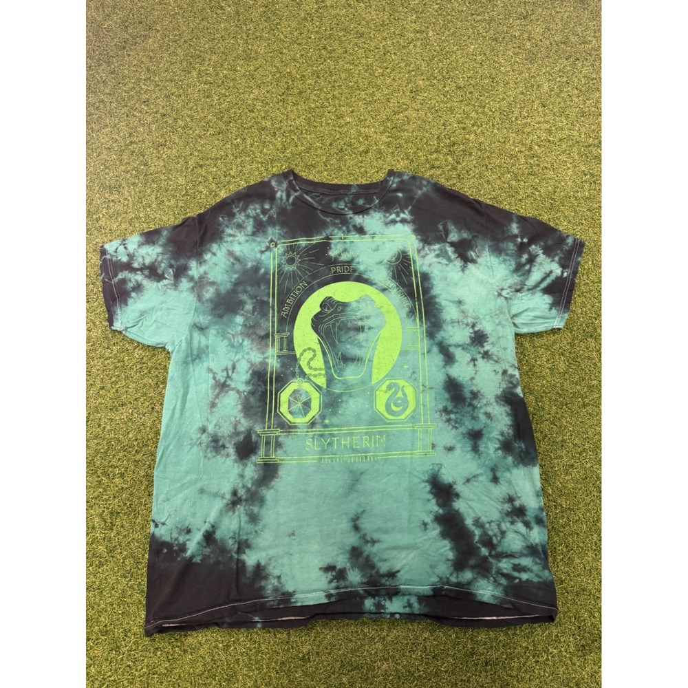 Harry Potter Slytherin Tie Dye Shirt XL Green Black Snake‎ Graphic Tee XL